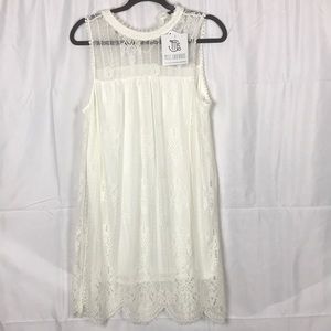 Miss Chievous white lace crew neck sleeveless size Large girls junior midi dress